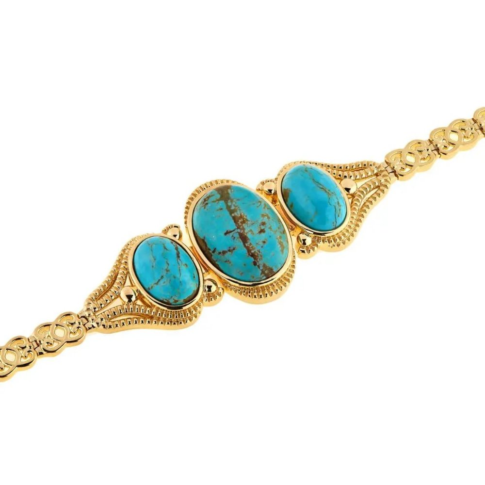Paul Deasy Gem Gold-Plated Oval Turquoise Bracelet Fits 7" - 8"